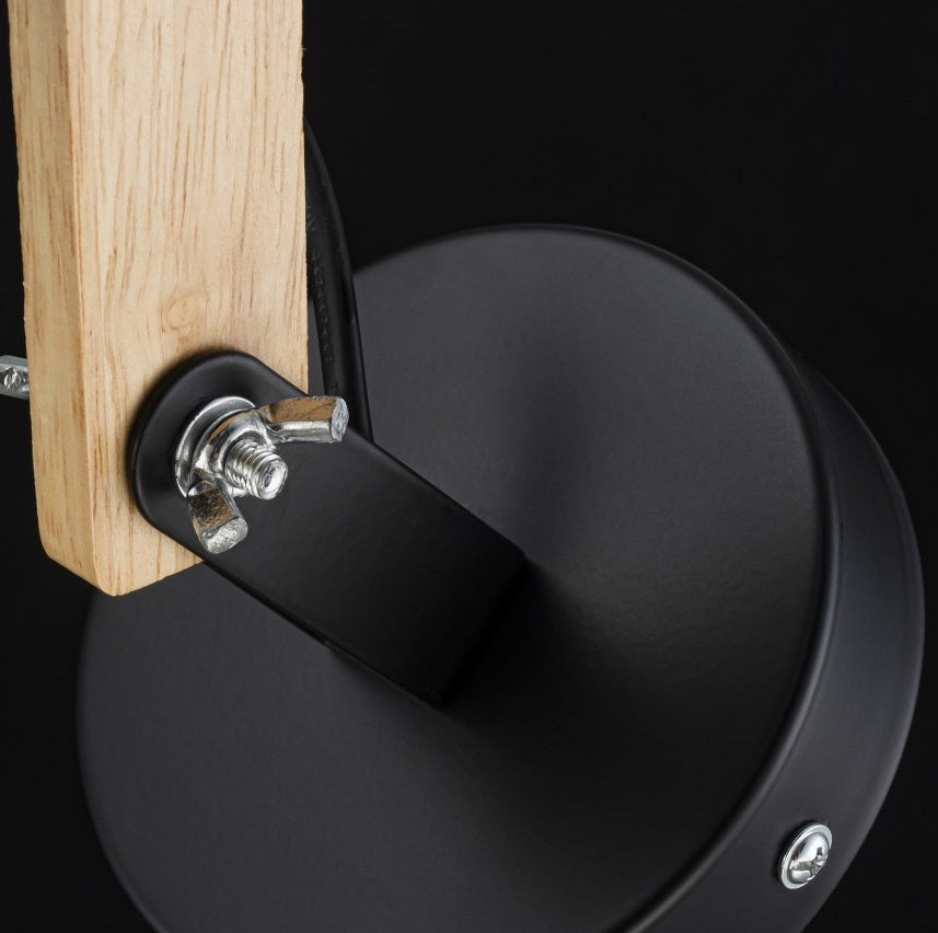Aplique de Pared Con Madera E27 Negro