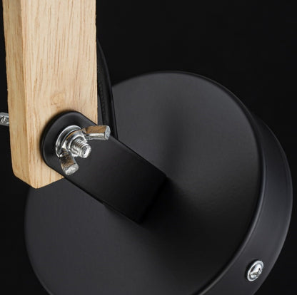 Aplique de Pared Con Madera E27 Negro