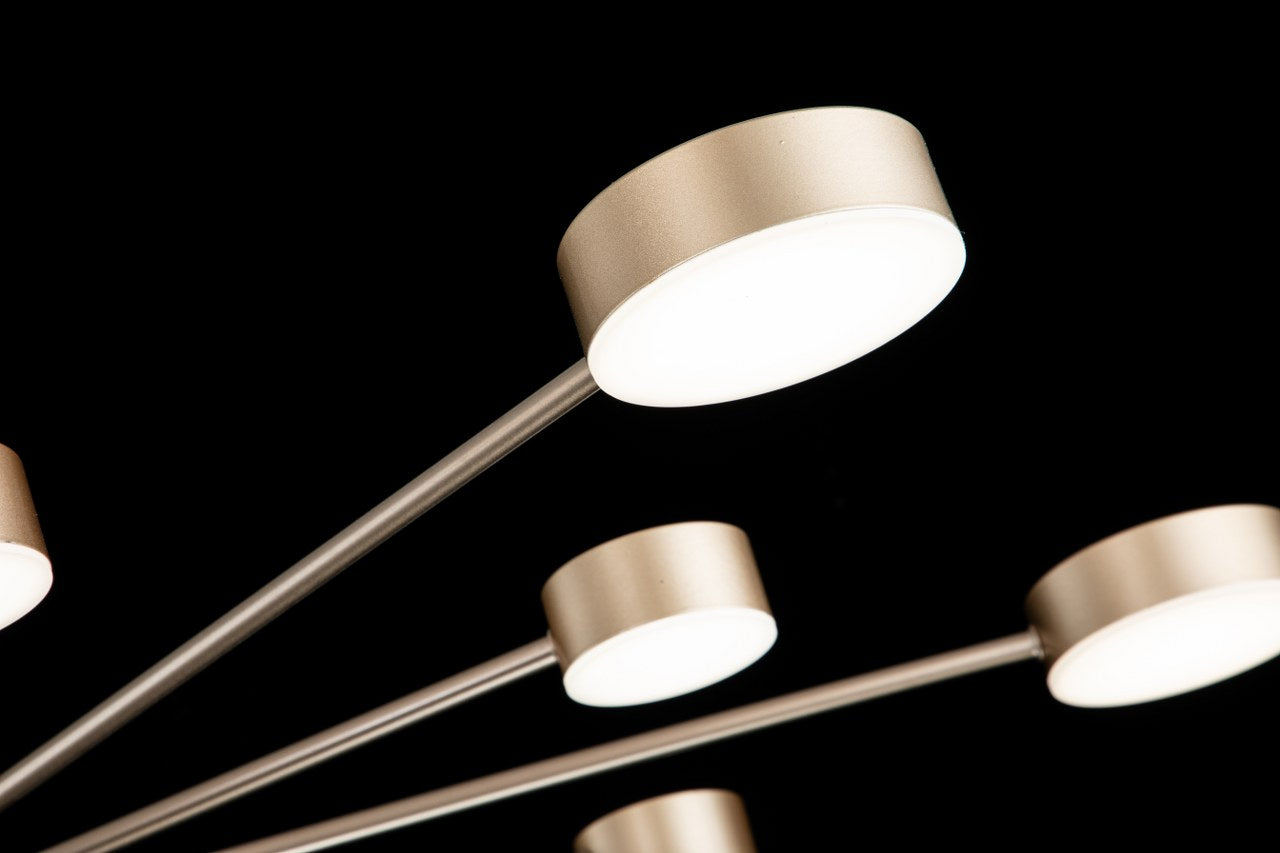 Lámpara LED Metal Radial Salón EYE | Dorado 16 Luces CCT