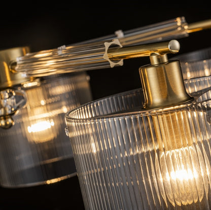 Lámpara Techo Cristal Cilíndrica Salón CAVAYA | Dorado 5 Luces