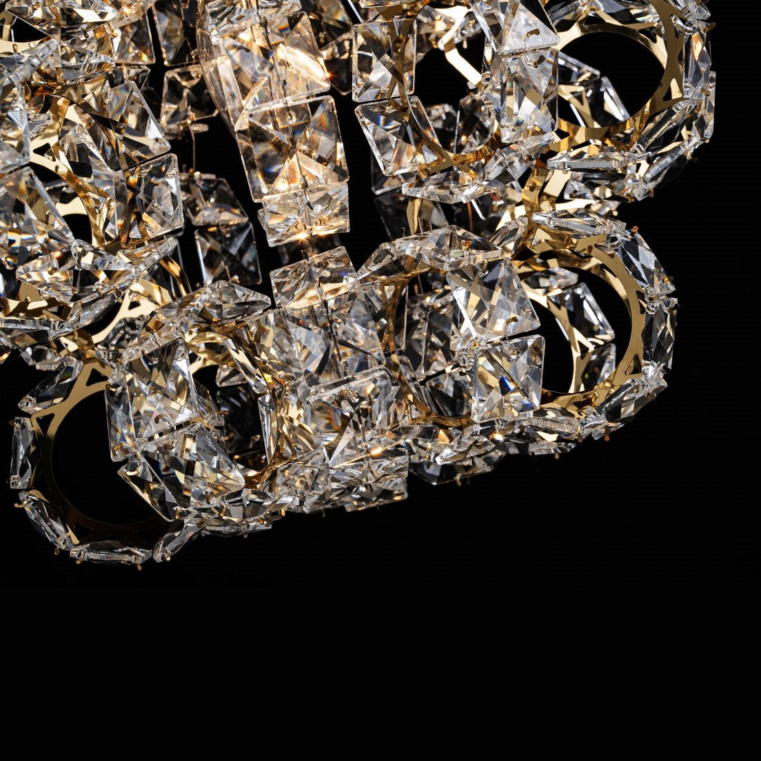 Plafón Cristal Circular Salón RINGLUX | Dorado Ø50 cm E14