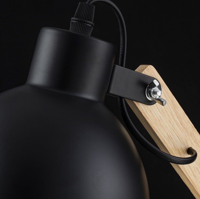 Aplique de Pared Con Madera E27 Negro