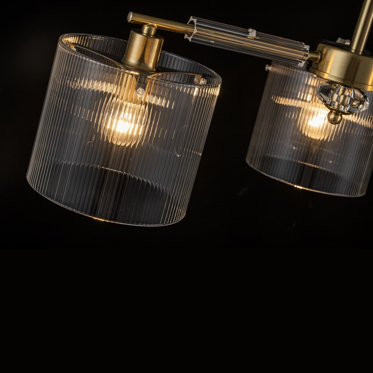 Lámpara Techo Cristal Cilíndrica Salón CAVAYA | Dorado 3 Luces