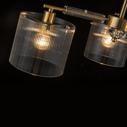 Lámpara Techo Cristal Cilíndrica Salón CAVAYA | Dorado 3 Luces