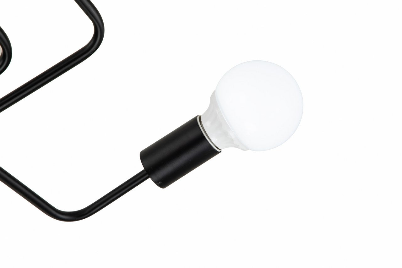Lámpara Techo Metal Lineal Salón CLEBER | Negro 8 Luces E27