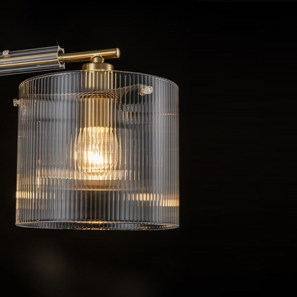Lámpara Techo Cristal Cilíndrica Salón CAVAYA | Dorado 3 Luces
