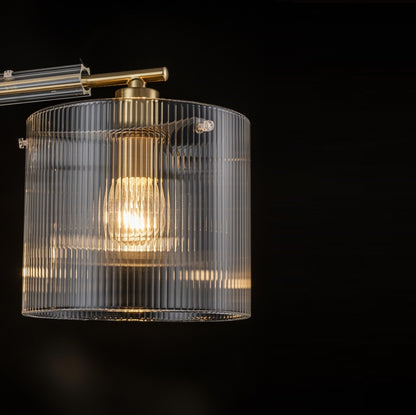 Lámpara Techo Cristal Cilíndrica Salón CAVAYA | Dorado 3 Luces