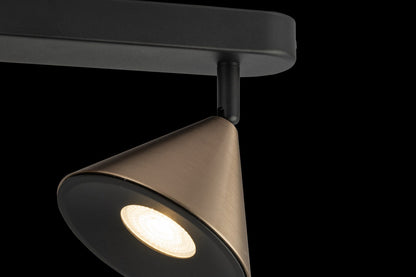 Tres Focos de Superficie con bombilla GU10 Bronce