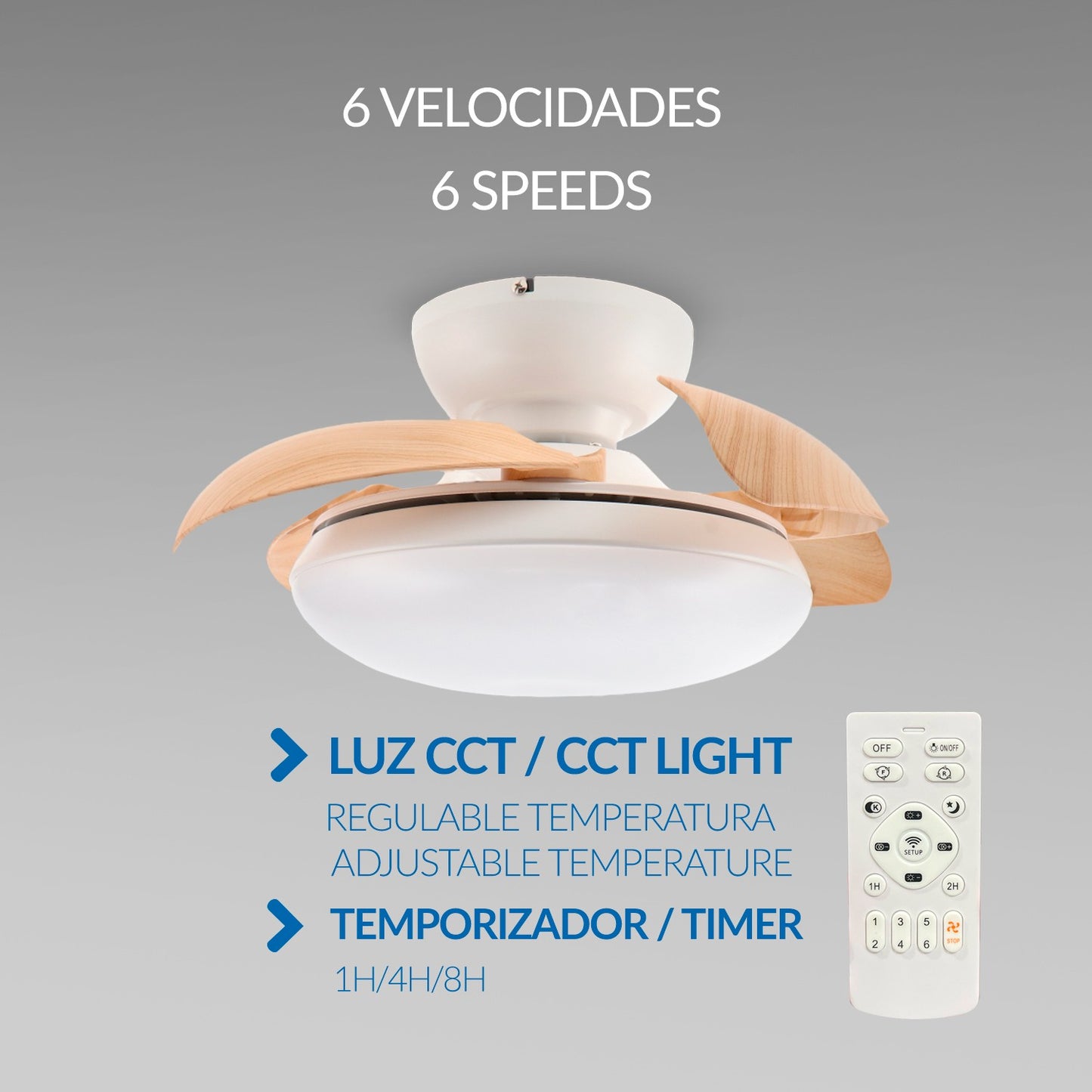 Ventilador de Techo Led Wood Mushroom ø72,5 Cm