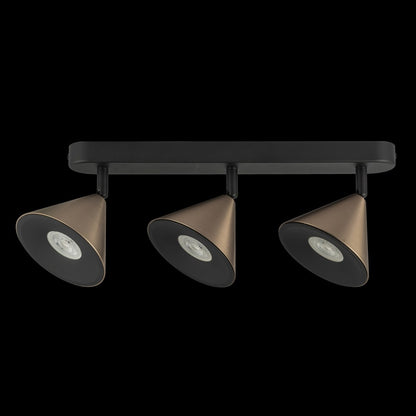 Tres Focos de Superficie con bombilla GU10 Bronce