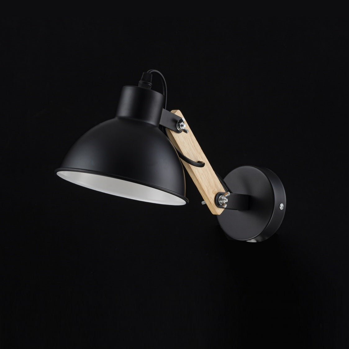 Aplique de Pared Con Madera E27 Negro