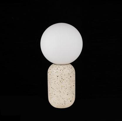 Lampara De Mesa Con Bola De Cristal De Concreto Beige