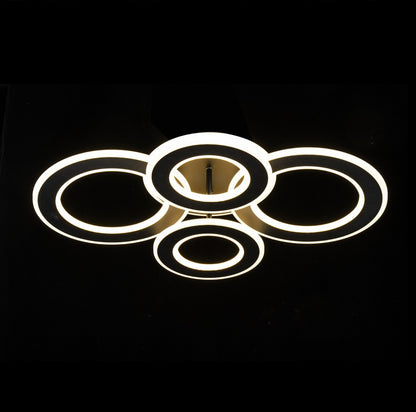 Lampara de 4 aros CCT Regulable Negro