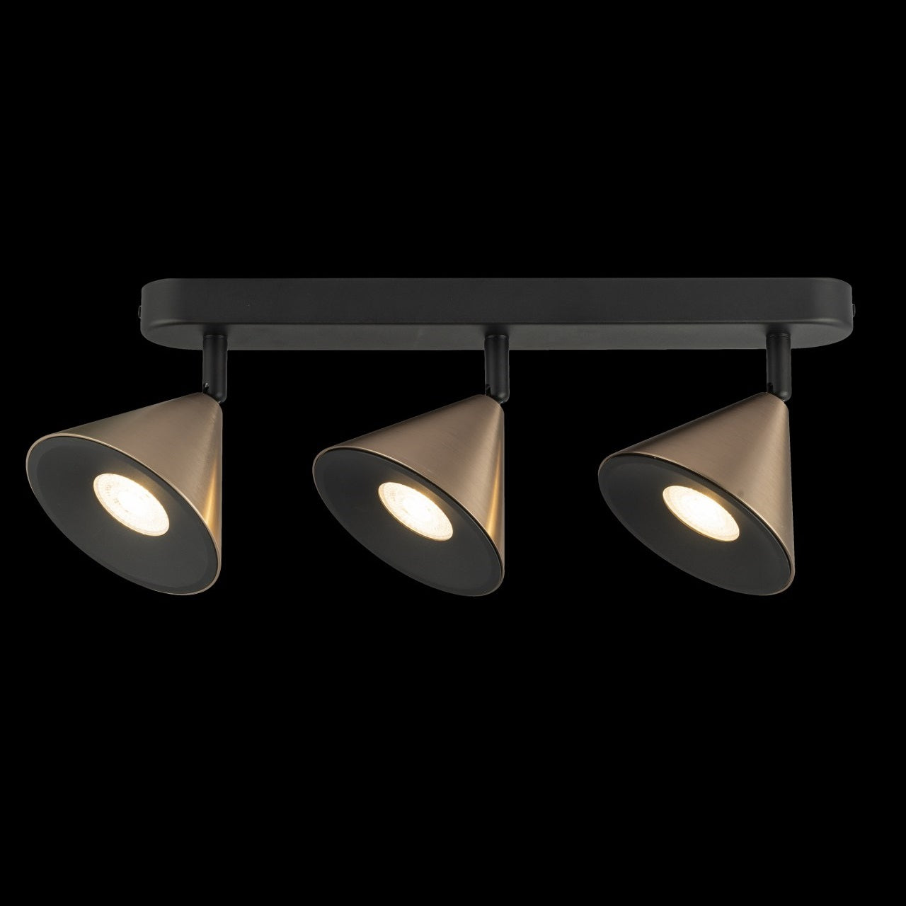 Tres Focos de Superficie con bombilla GU10 Bronce