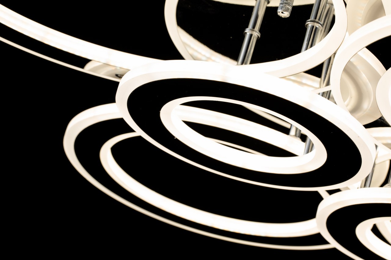 Lampara de 6 Aros Led Integrado CCT Regulable con Mando Gris