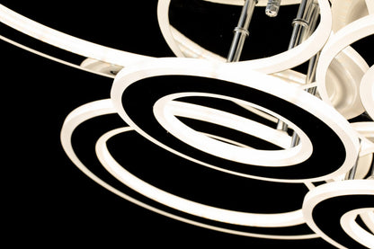 Lampara de 6 Aros Led Integrado CCT Regulable con Mando Gris