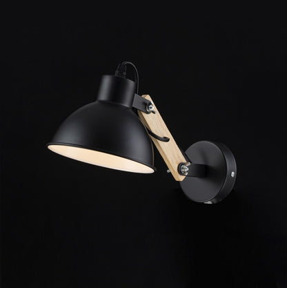 Aplique de Pared Con Madera E27 Negro
