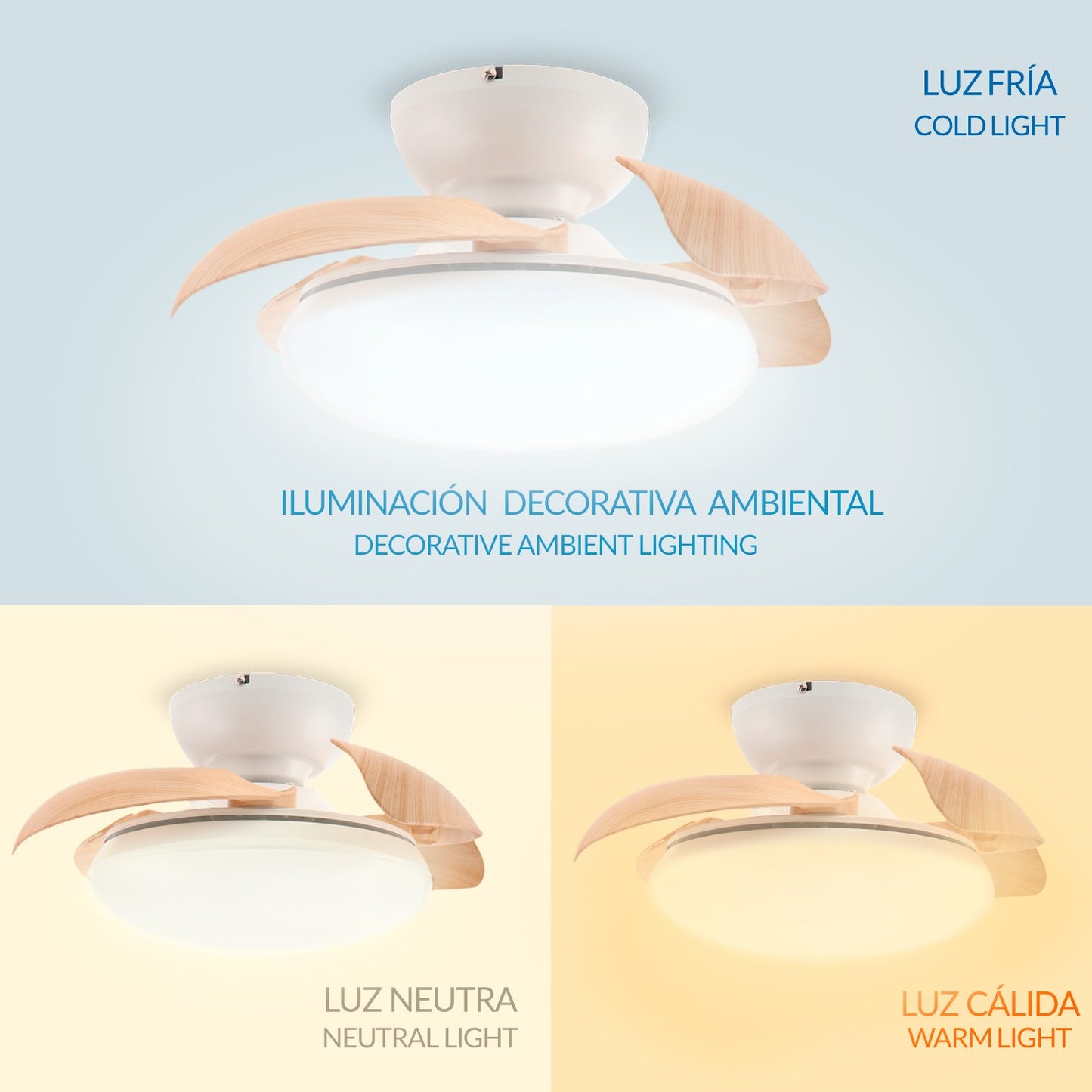 Ventilador de Techo Led Wood Mushroom ø72,5 Cm