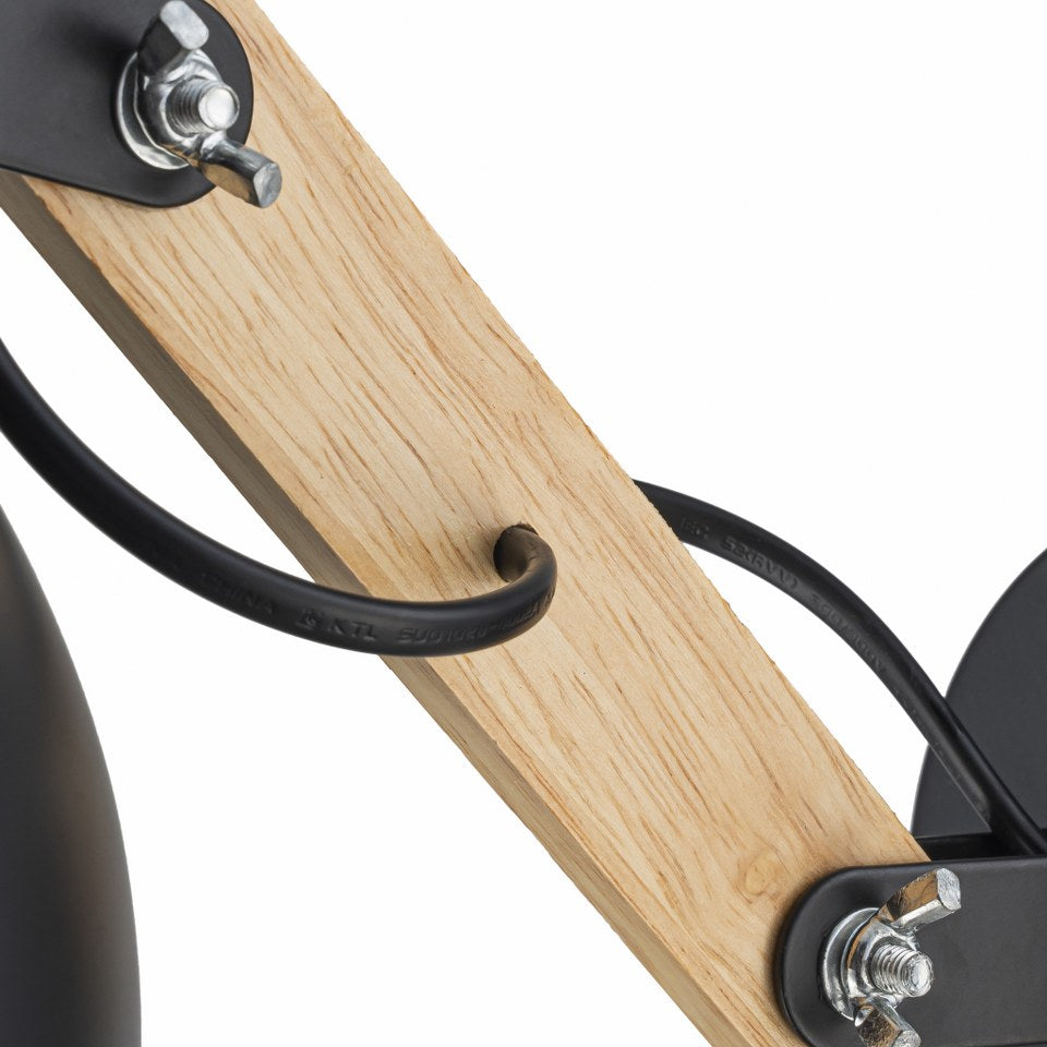 Aplique de Pared Con Madera E27 Negro