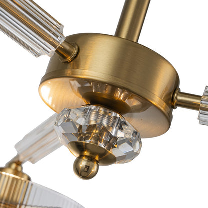 Lámpara Techo Cristal Cilíndrica Salón CAVAYA | Dorado 3 Luces