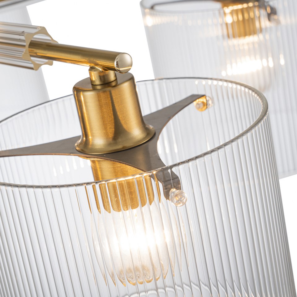 Lámpara Techo Cristal Cilíndrica Salón CAVAYA | Dorado 5 Luces