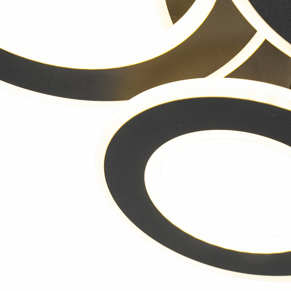 Lampara de 4 aros CCT Regulable Negro