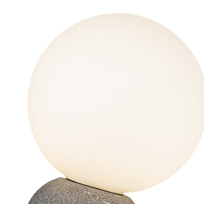 Lampara De Mesa Con Bola De Cristal De Concreto Negro