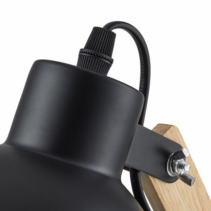 Aplique de Pared Con Madera E27 Negro