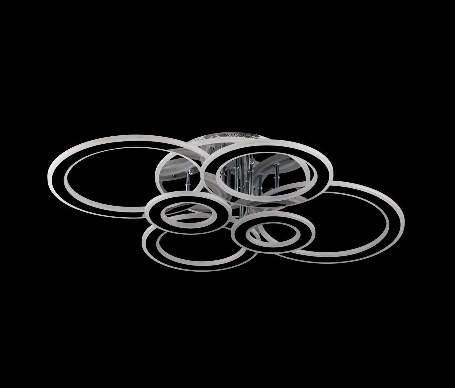 Lampara de 6 Aros Led Integrado CCT Regulable con Mando Gris