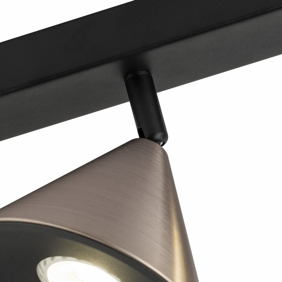 Tres Focos de Superficie con bombilla GU10 Gris