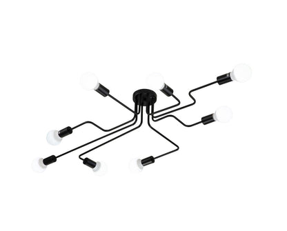 Lámpara Techo Metal Lineal Salón CLEBER | Negro 8 Luces E27