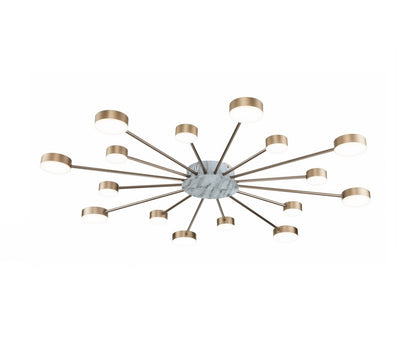 Lámpara LED Metal Radial Salón EYE | Dorado 16 Luces CCT