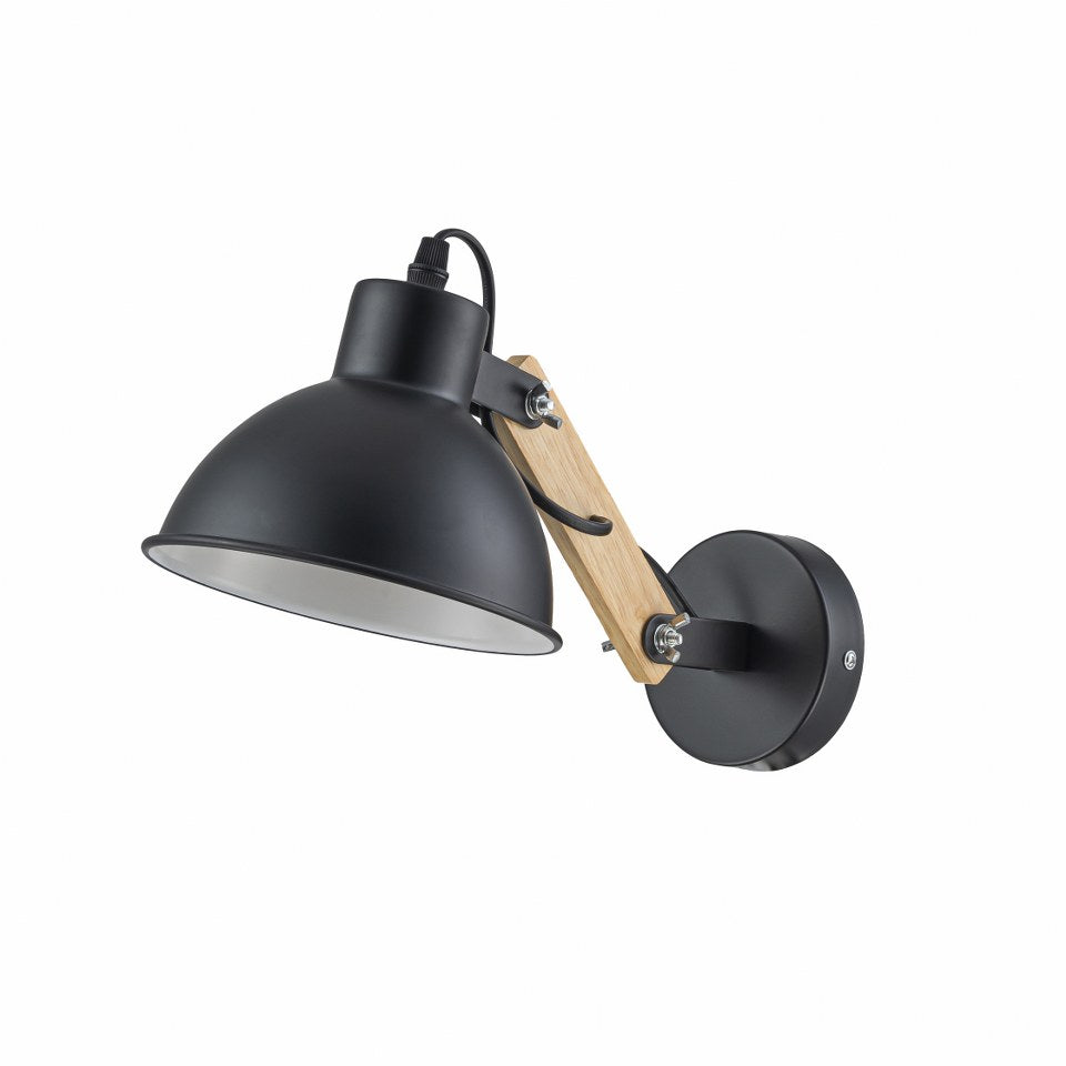 Aplique de Pared Con Madera E27 Negro
