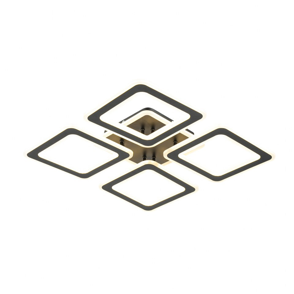 Lampara Led 4 Brazos Cuadrados Negro