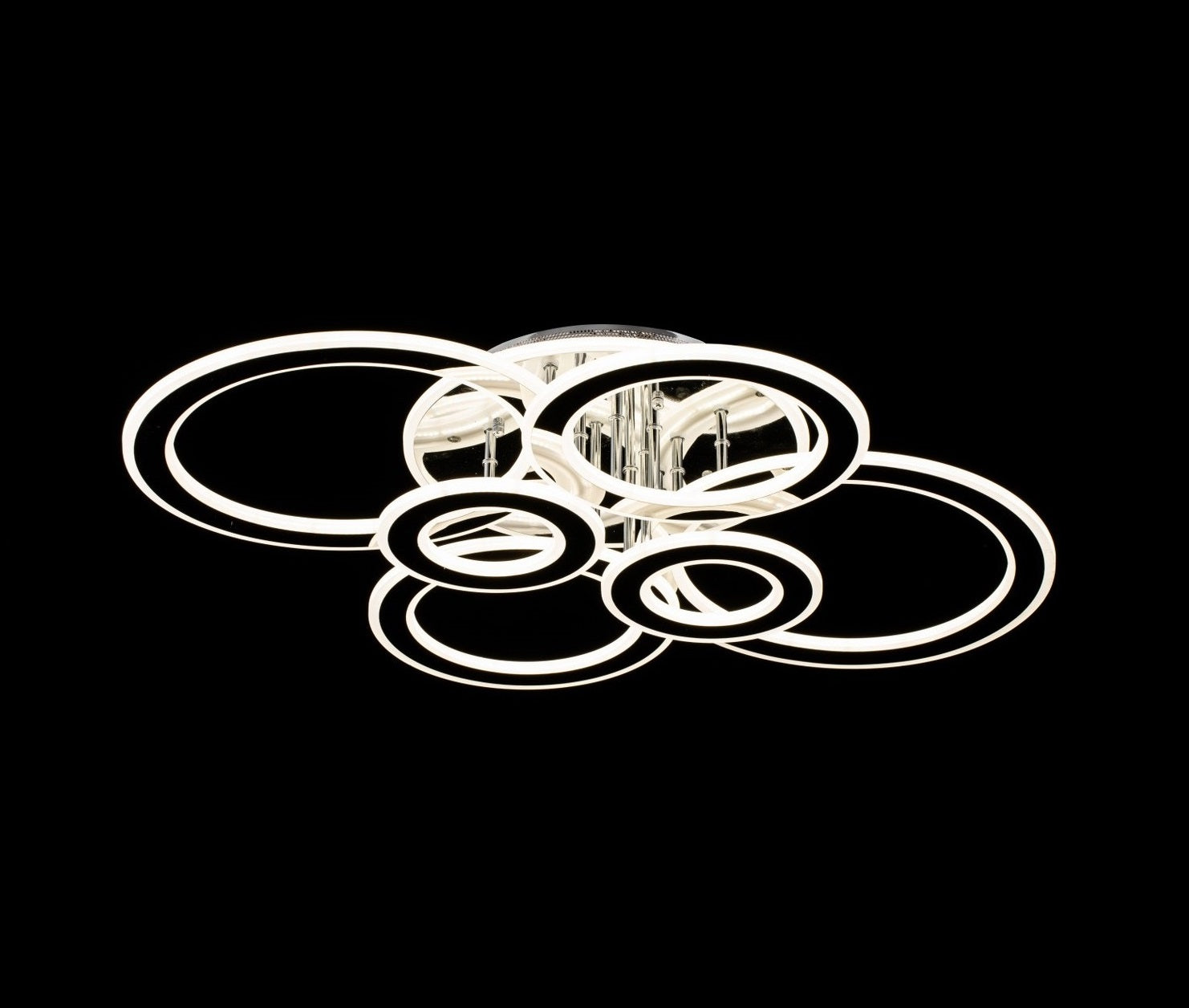 Lampara de 6 Aros Led Integrado CCT Regulable con Mando Gris