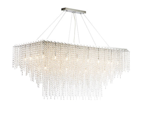 Lámpara Colgante de Cristal K9 Rectangular Comedor | Cromada