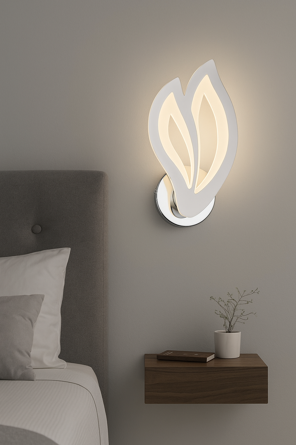 Aplique De Pared Con Forma De Flor Led Inegrado CCT Gris