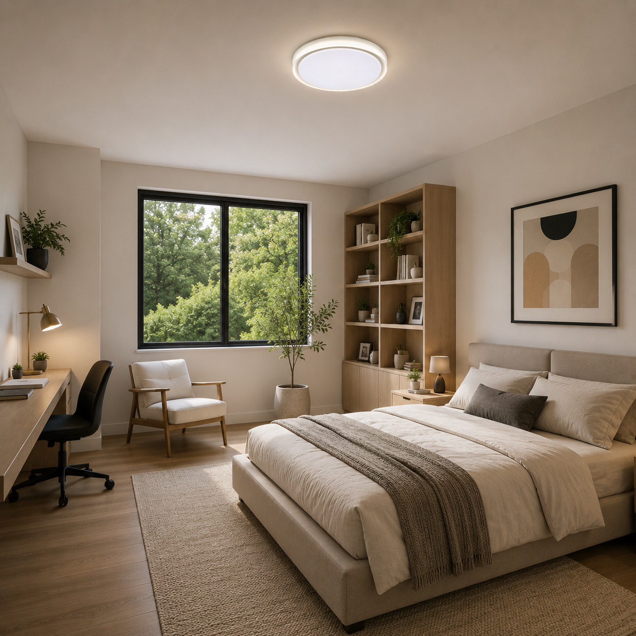 Plafón LED Circular Techo Salón SIMPLE | Blanco Ø45 cm CCT