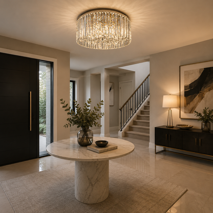 Plafón Cristal Circular Salón SHAKE | Cromo Ø50 cm E14