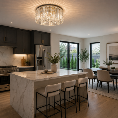 Plafón Cristal Circular Salón SHAKE | Cromo Ø50 cm E14
