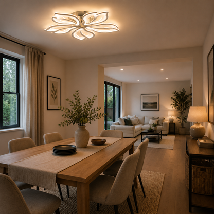 Lámpara LED Floral Techo Salón FLEUR | Cromo/Blanco CCT