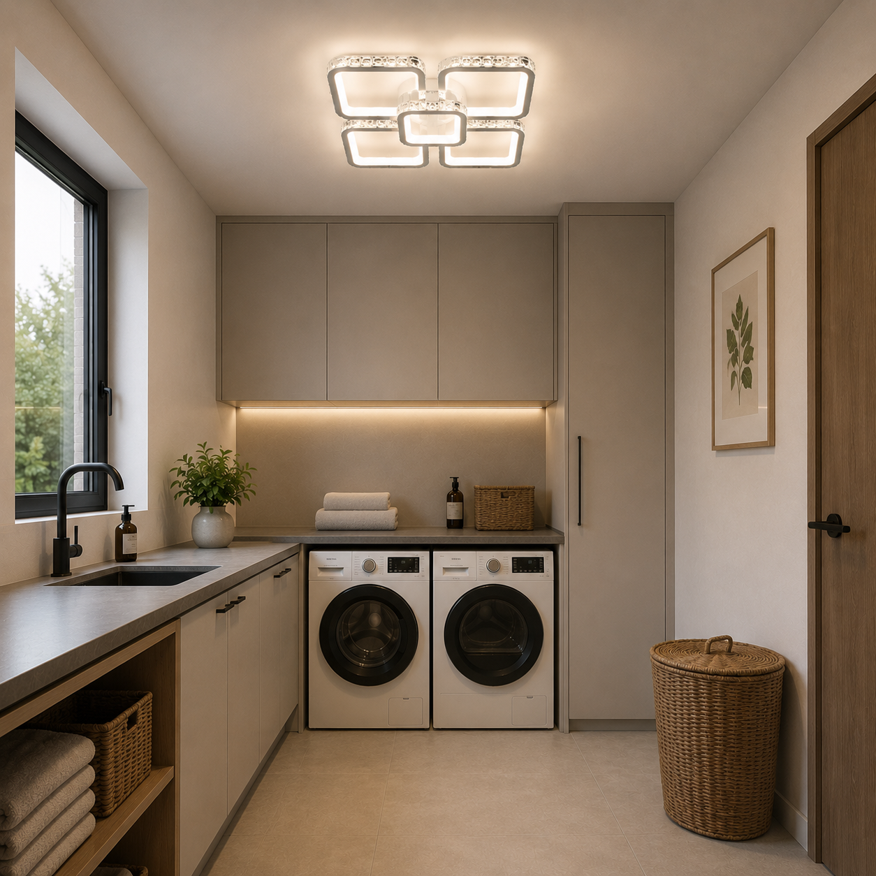 Lámpara LED Cuadrada Techo Salón DIAMANT | Cromo CCT