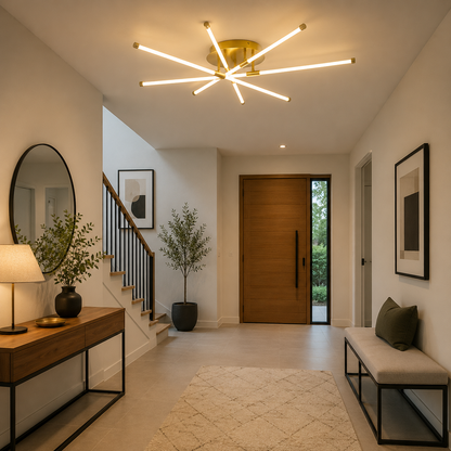 Lámpara LED Lineal Techo Salón FUSION | Oro 8 Luces CCT