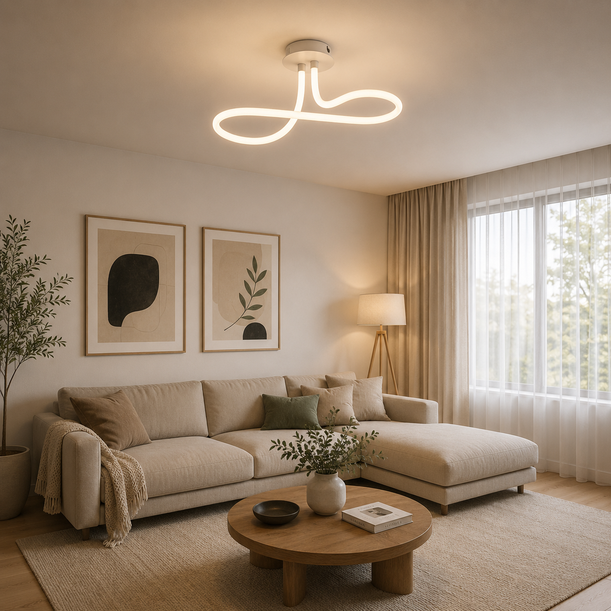 Lámpara LED Ondulada Techo Salón INFINITY GLOW | Blanco CCT