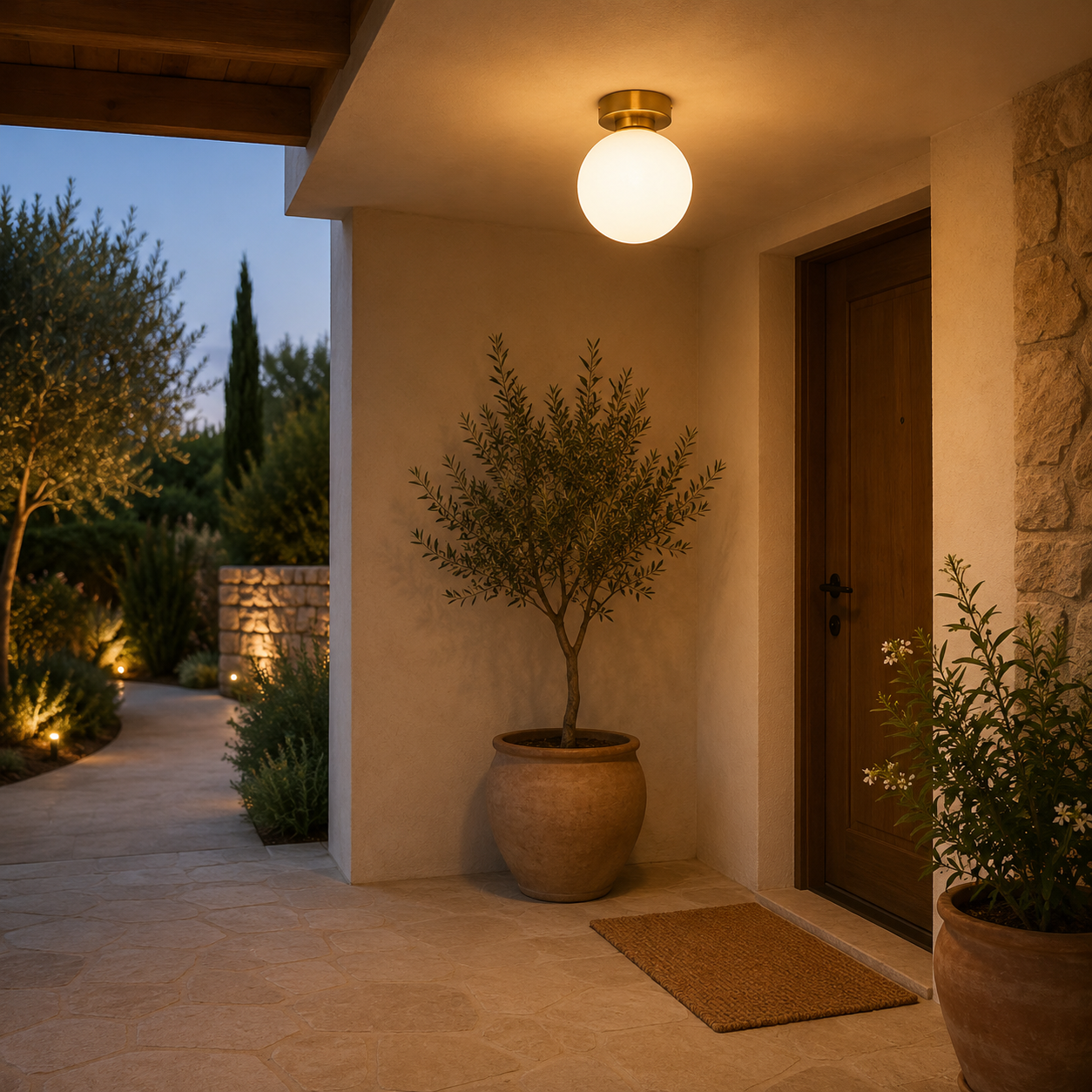 Plafón Esférico Cristal Opal Salón MONER | Oro 1 Luz E27