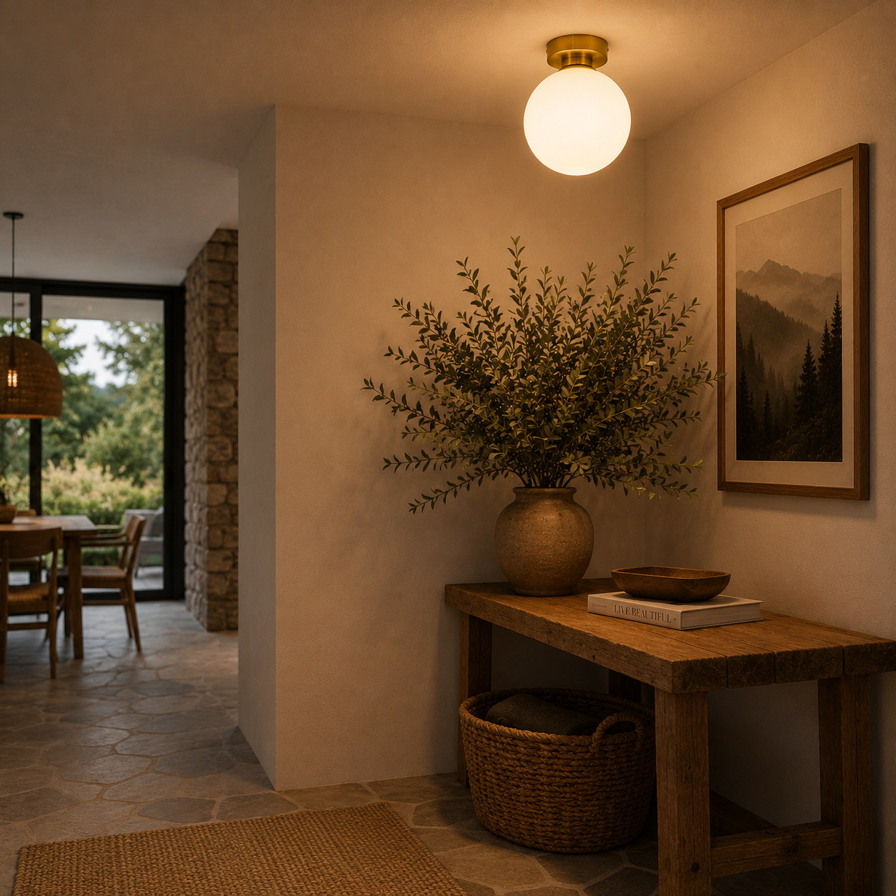 Plafón Esférico Cristal Opal Salón MONER | Oro 1 Luz E27