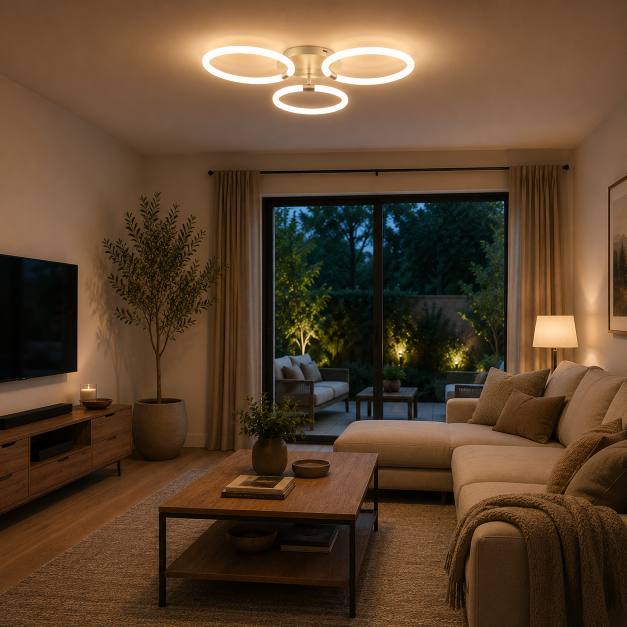 Lámpara LED Aros Circular Salón TRINITY RINGS | Blanco CCT