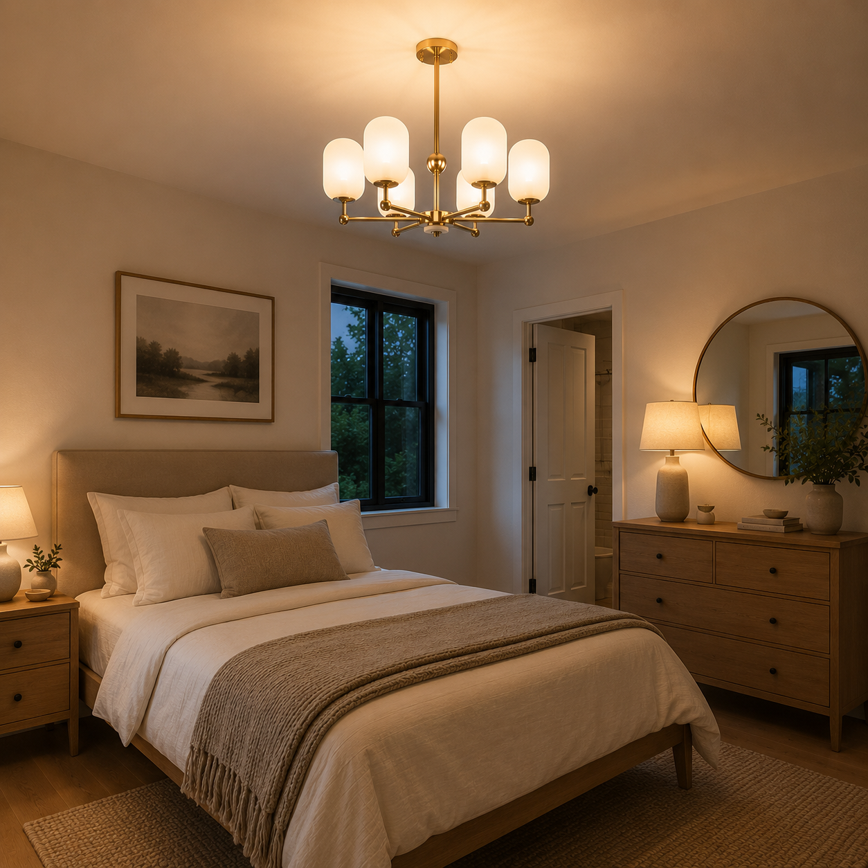 Lámpara Colgante Cristal Opal Salón PACA | Oro 6 Luces E14