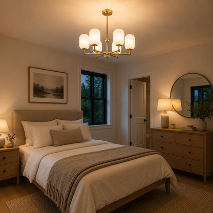 Lámpara Colgante Cristal Opal Salón PACA | Oro 6 Luces E14