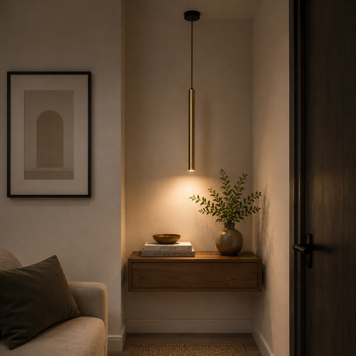 Lámpara Colgante LED Metal Habitación THIN | Níquel-LP761-1P